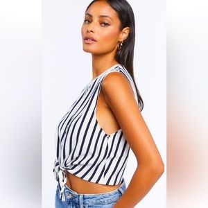 Forever 21 striped tie-hem crop blouse size small NWT